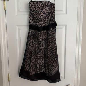 White House Black Market Strapless Black and Pink ALine Cocktail Dress